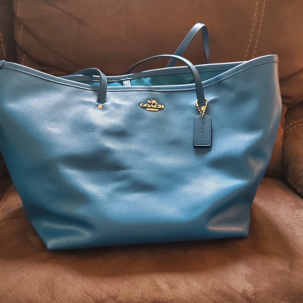 XL Coach tote teal